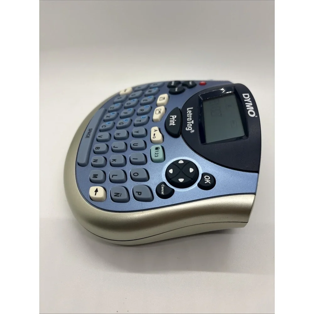 Dymo LetraTag LT-100T Label Thermal Printer Blue Tested Works NO LABELS